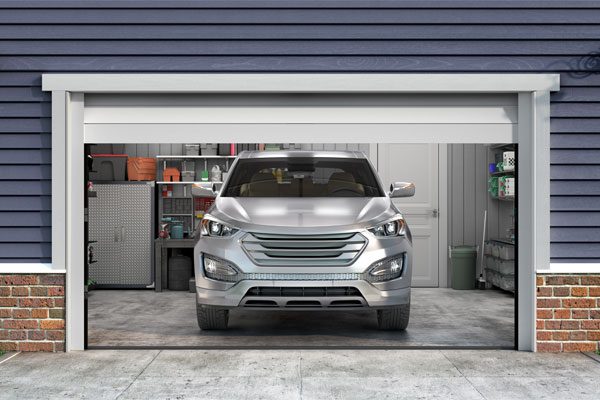 Image of a nice SUV inside a garage