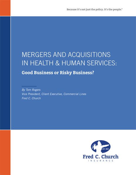 A cover photo for the Mergers and Acquisitions in Health and Human Services PDF