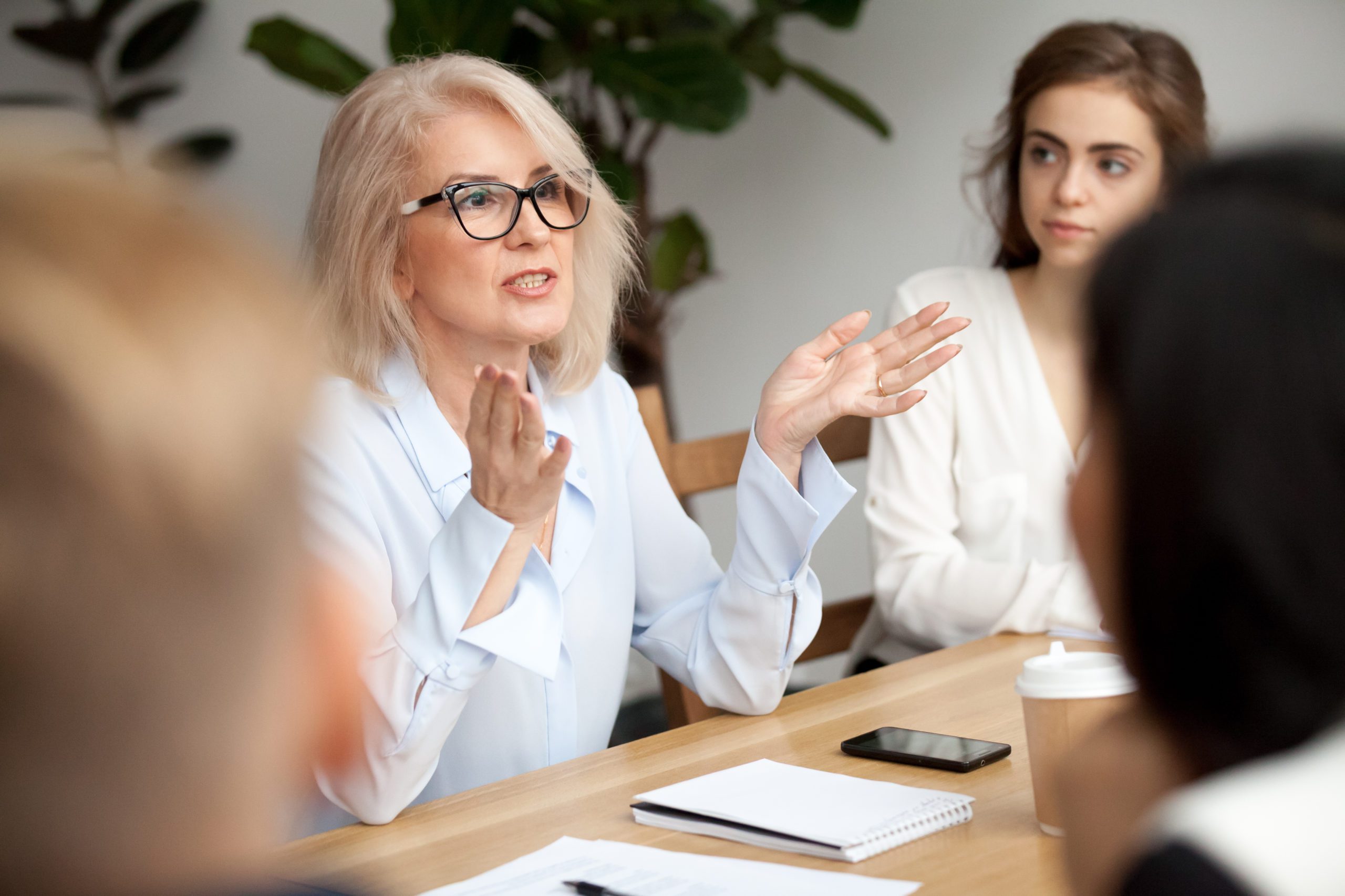 Woman talking in a meeting