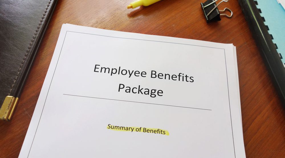 Paper that reads employee benefit package