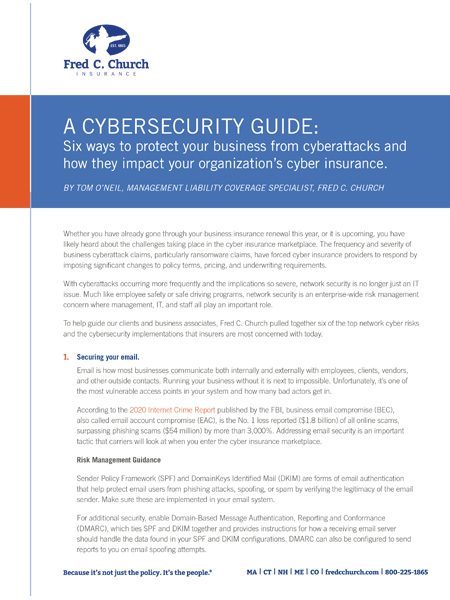 A cover photo for the FCC Cyber Security Guide