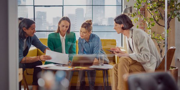 Photo of a business team reviewing documents