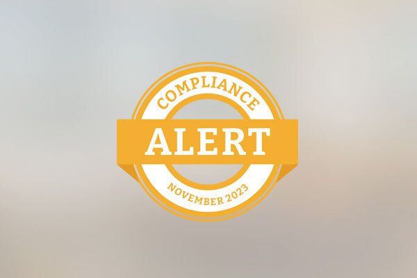 Featured image of the November 2023 Compliance Alert badge